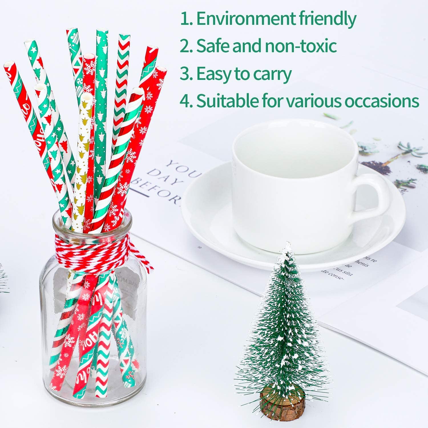 7.75" SGS Biodegradable Striped Straws