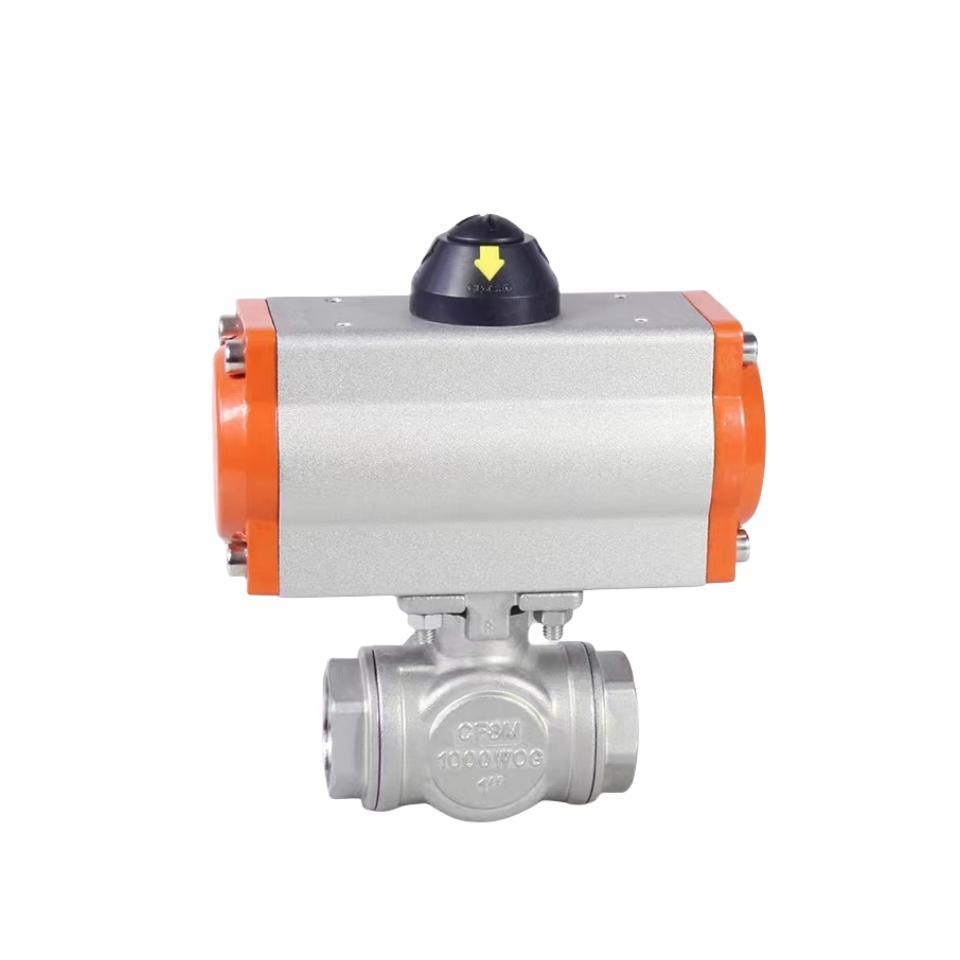 Pn16 Three-Way Stainless Steel Ball Valve with Pneumatic Actuator
