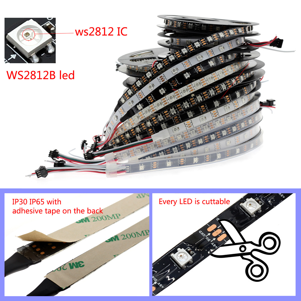 Ws2811 Ws2813 Self Adhesive LED Strip Rgbw Ws2812B Tape Light Black White