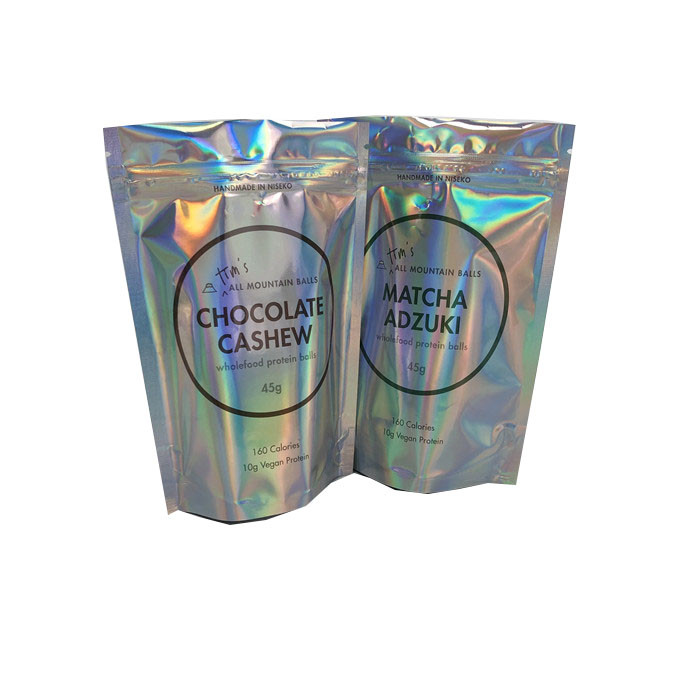 CYMK Zipper Holographic Stand Up Pouches For Protein Balls