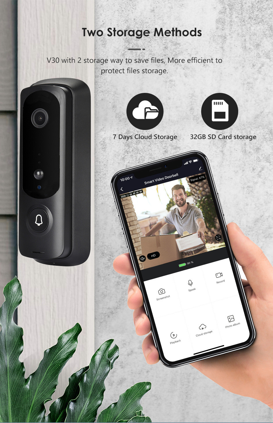 OEM ODM Smart WiFi Video Doorbell HD Security Camera With PIR Motion Detection