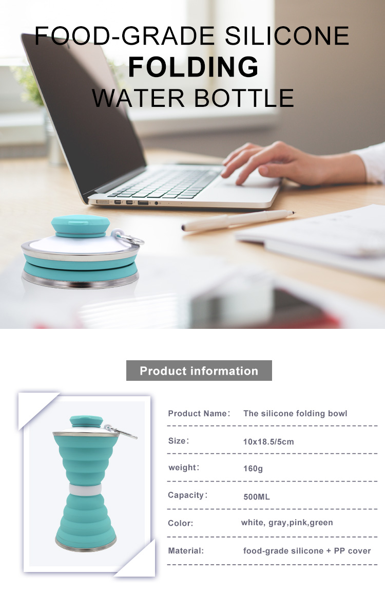 500Ml Silicone Expandable And Foldable Drinking Water Bottle