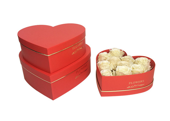 Heart Shape Cardboard Rose Boxes With Embossing / Glossy Lamination Finishing