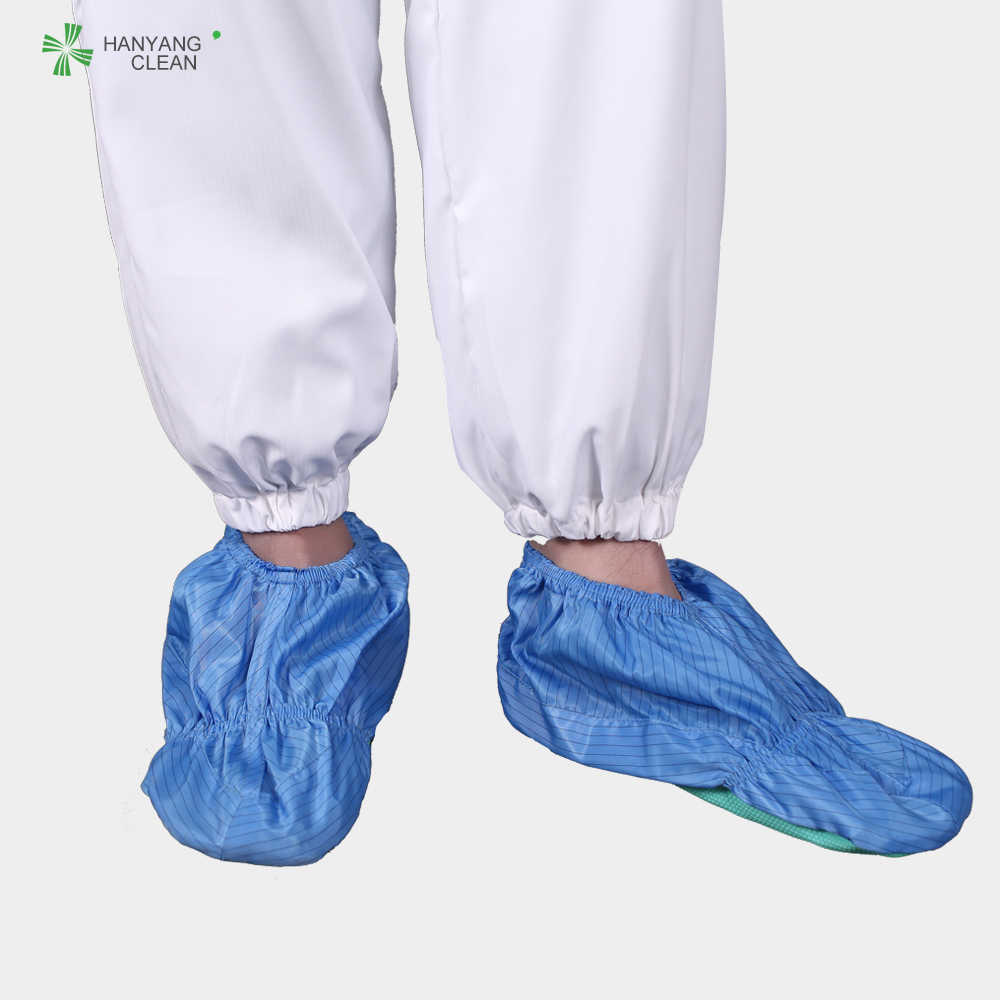 Medical clean room reusable and washable blue stripe shoes soft sole antistatic ESD anti-slip shoe covers