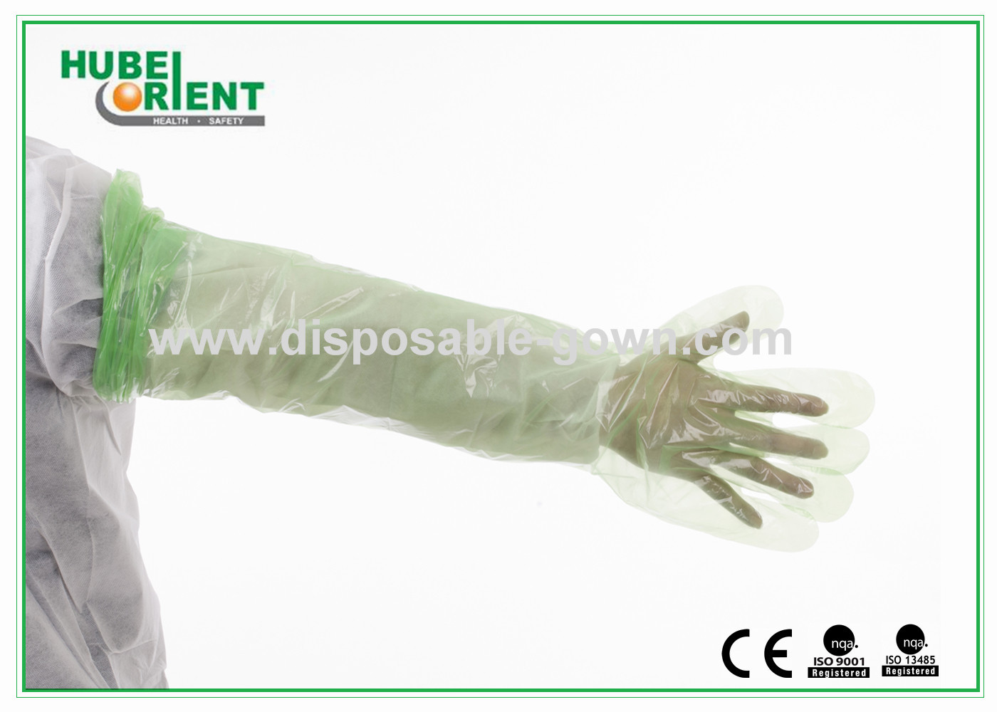Disposable Arm Sleeves With Gloves , Waterproof Polythene Long Gloves 84 Cm