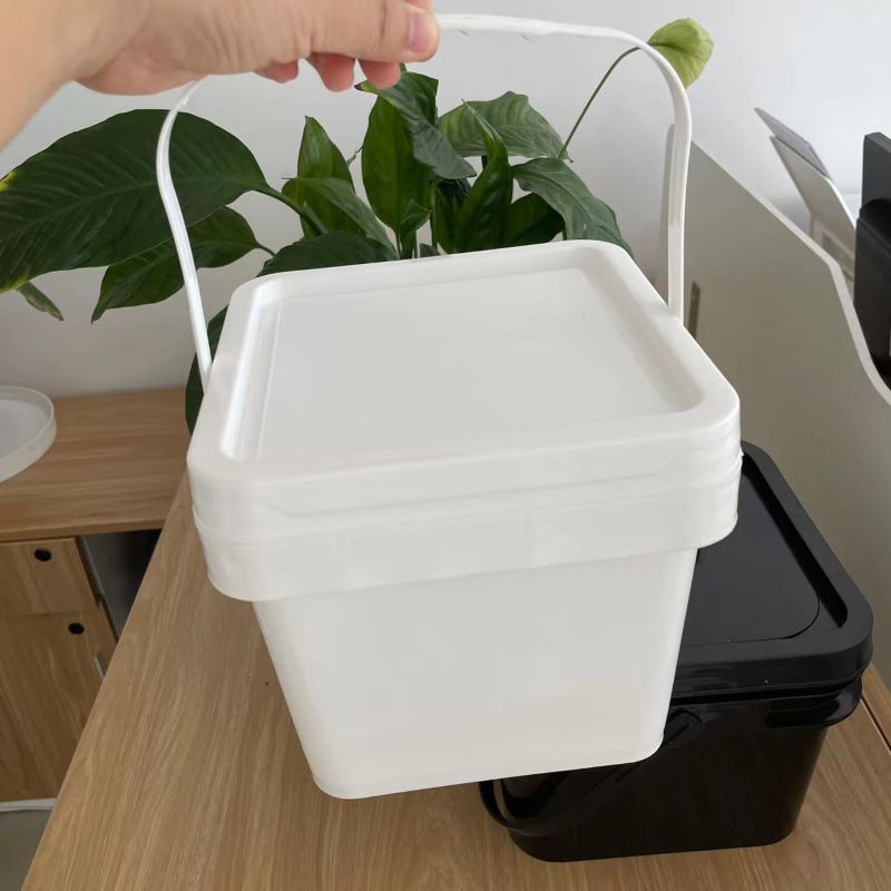 500ml 1L 2L 3L 5L White Plastic Drum Food Grade Square Buckets Silk Screen Heat Transfer