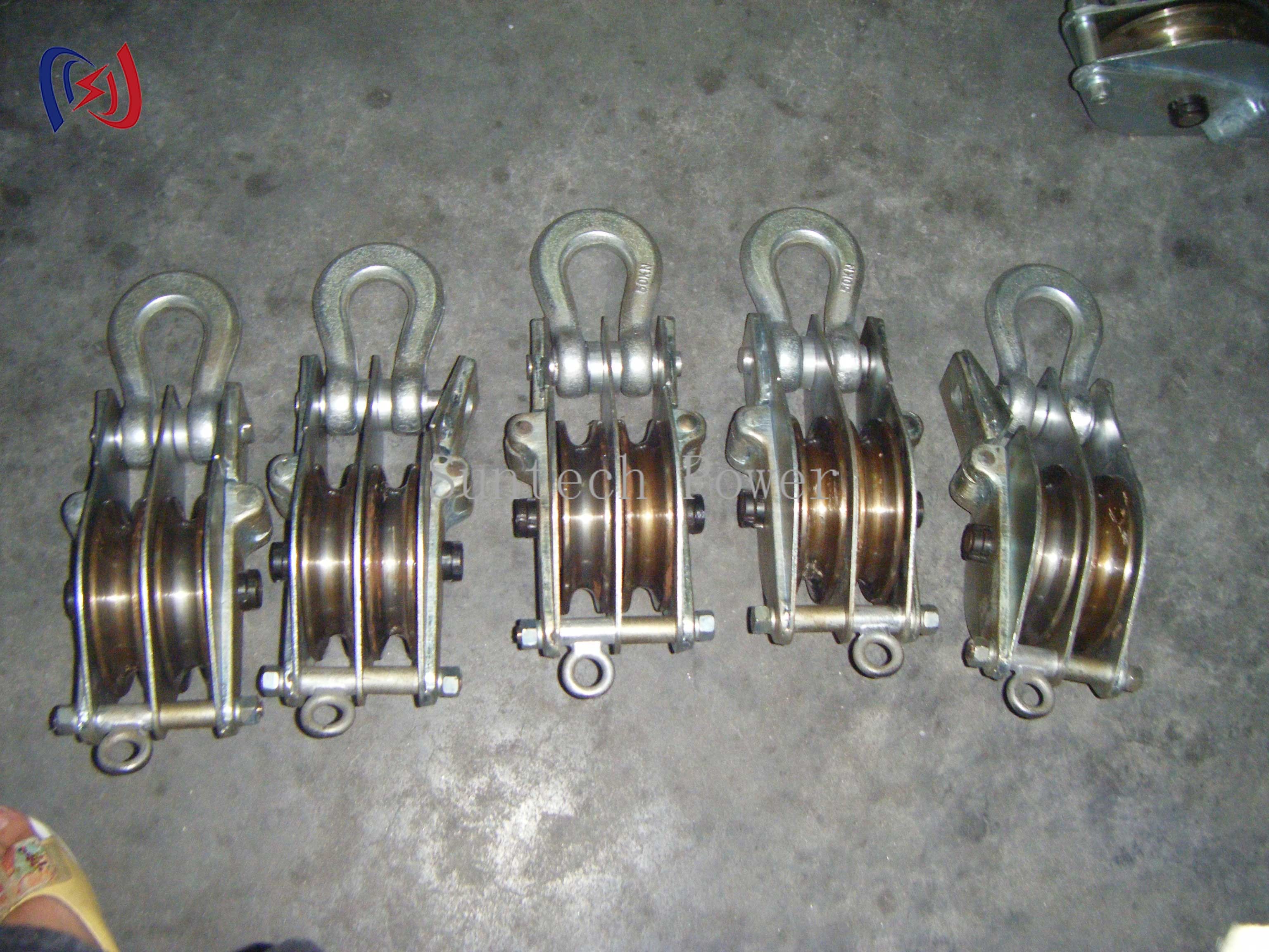 Transmission Lines Dual Sheave Hoisting Knots Iron Lifting Block And Tackle