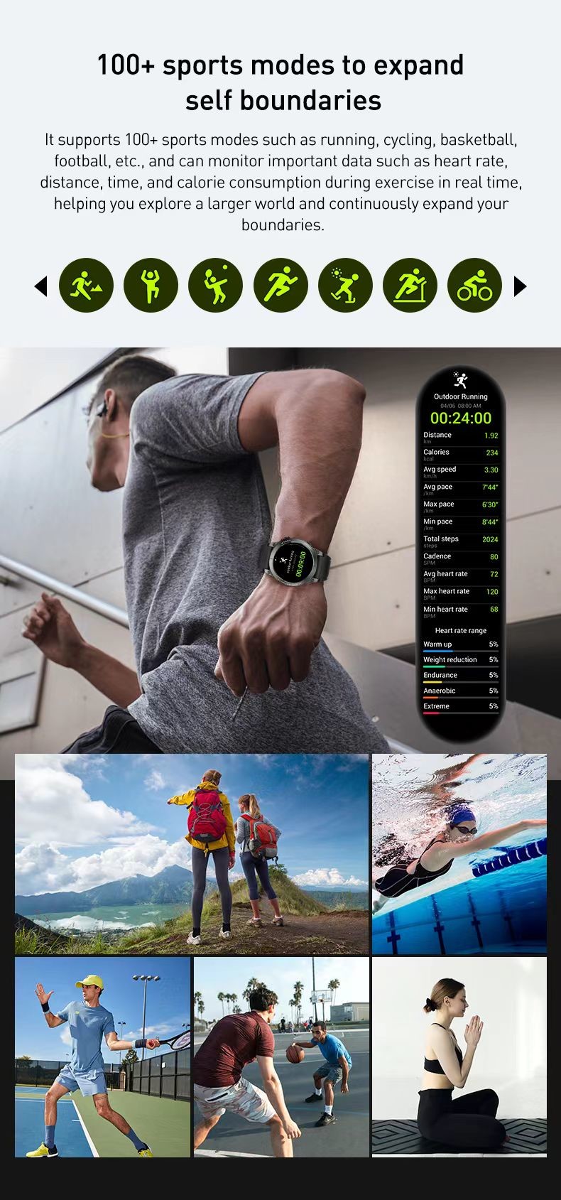 Fitness Tracker BT Call Sport Smart Watch S53 Full Touch Screen Smart Watch Ip68