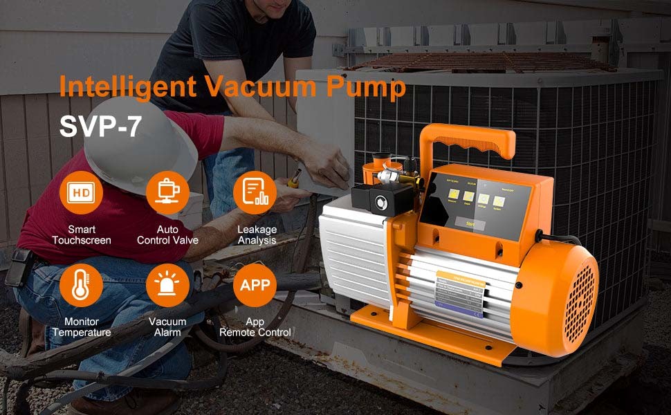 SVP-7 HVAC 7 Cfm Vacuum Pump 0.75 HP Dual Stage With Touch Screen