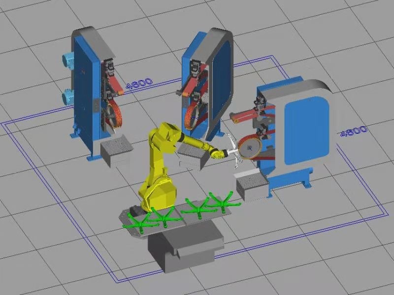 Full Automatic Robot Polish System FUNAC Robot Cell Metal Deburring Machine 380V