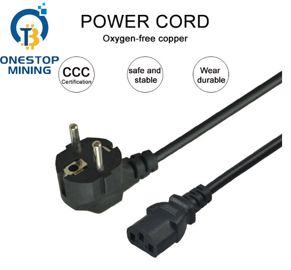 EU Plug Asic Miner Power Supply Cords Cables 1.5m 1.8m 2m