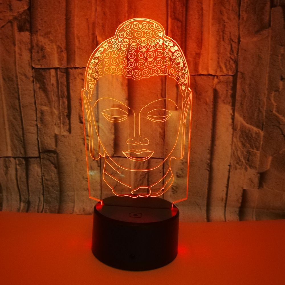 Gift custom Buddha image dimming 3D LED night lights creative kindergarten school bank Christmas gift 