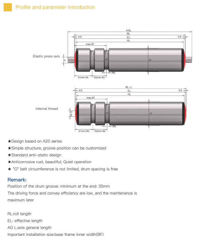 Wear Resistance O-Groove Conveyor Transition Roller With Polyurethane Adhesive