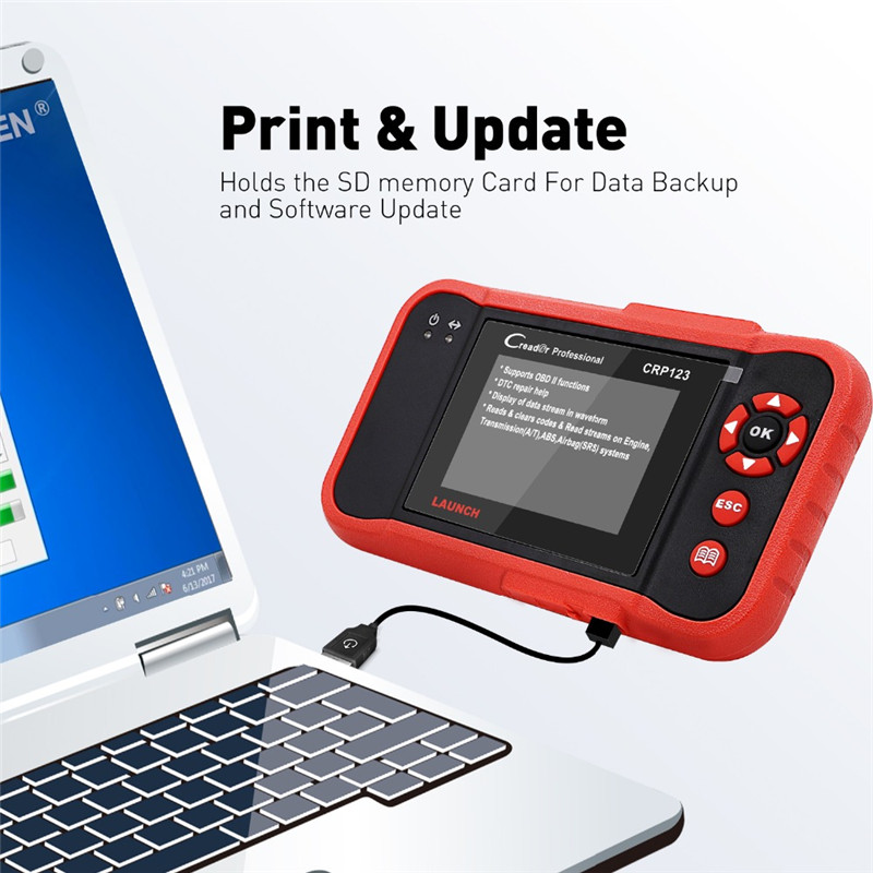 LAUNCH Creader CRP123 obd2 eobd code reader Auto Diagnostic tool test Engine ABS SRS Airbag AT CRP 123 scanner PK Creade