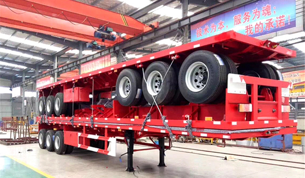 20ft 40ft Container Transport Flat Bed Trailer 3 Axle Flatbed Semi Trailer Moving Shipping
