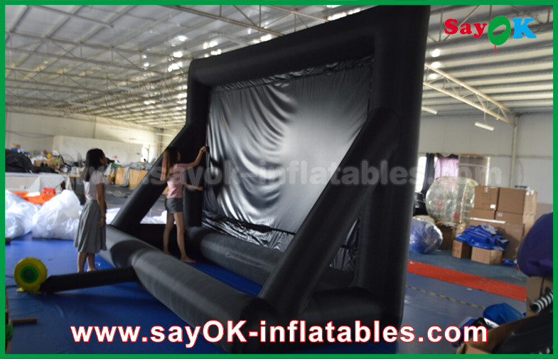 Backyard Movie Screens PVC Custom White / Black Inflatable Projection Screen WIth Frame SGS Approval