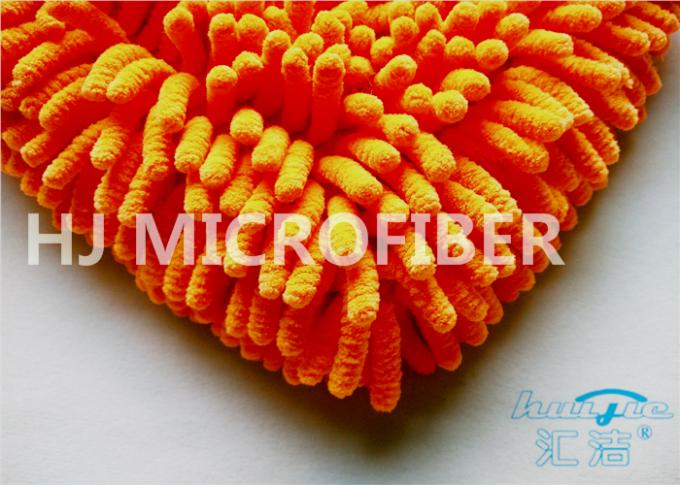 Long Hair Chenille Microfiber Wash Mitt Sunny Orange Quick-Dry , Anticorrosive
