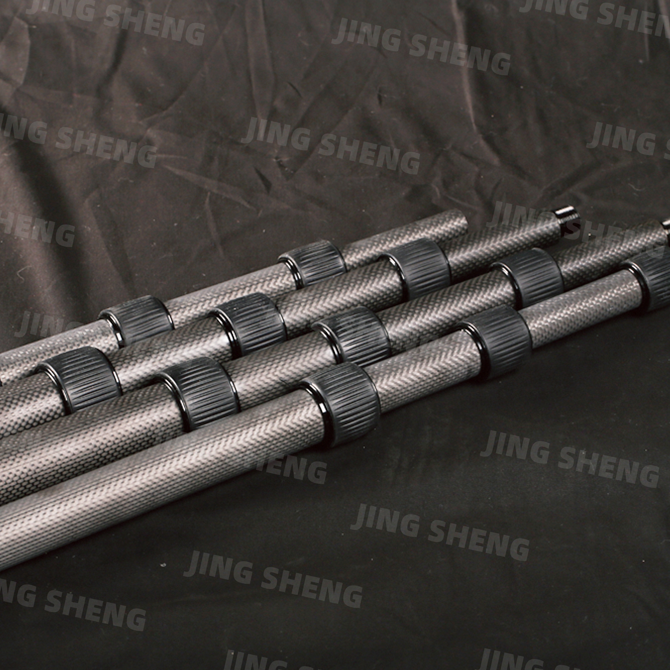 Round Clamp Adjustable Carbon Fiber Pole Anti Rotation 2-7 Sections Carbon Fiber Round Tube