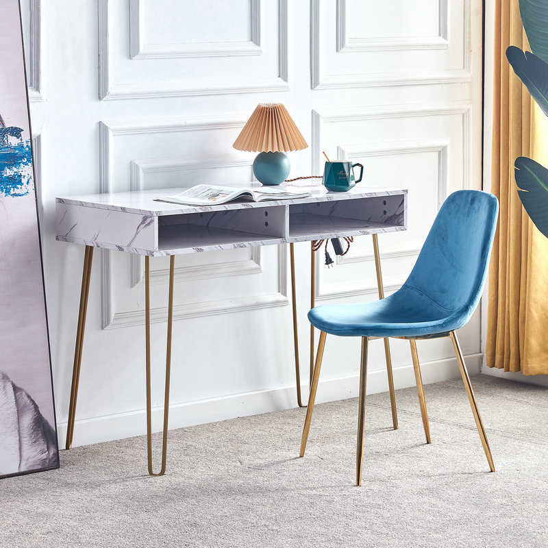 42.33lb Bedroom Beauty Table Mdf Console Table With Sturdy Glod Metal Legs
