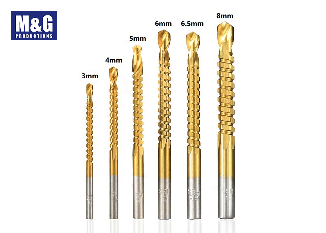HSS 6pcs 3-8mm Titanium Coated Twist Saw Drill Bit set For Metal Drilling