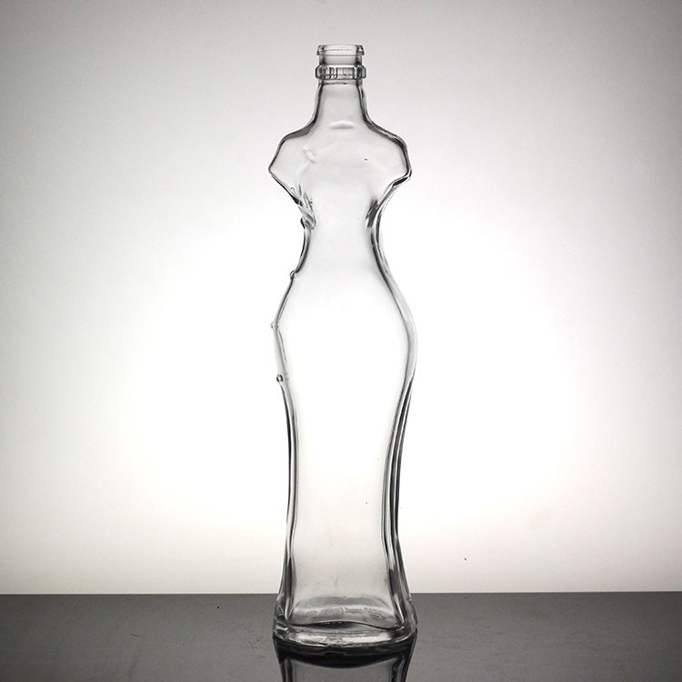 Sexy Female Body Shaped Bottle Unique Glass Liquor Bottle With Crown Cap