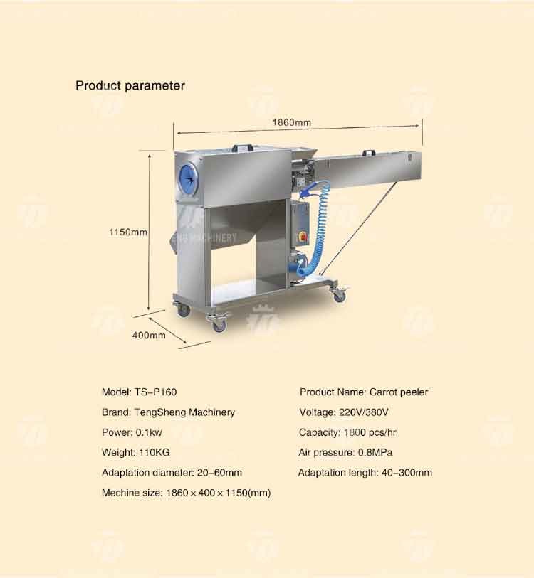 110KG Carrot peeler central kitchen distribution processing high yield radish peeler
