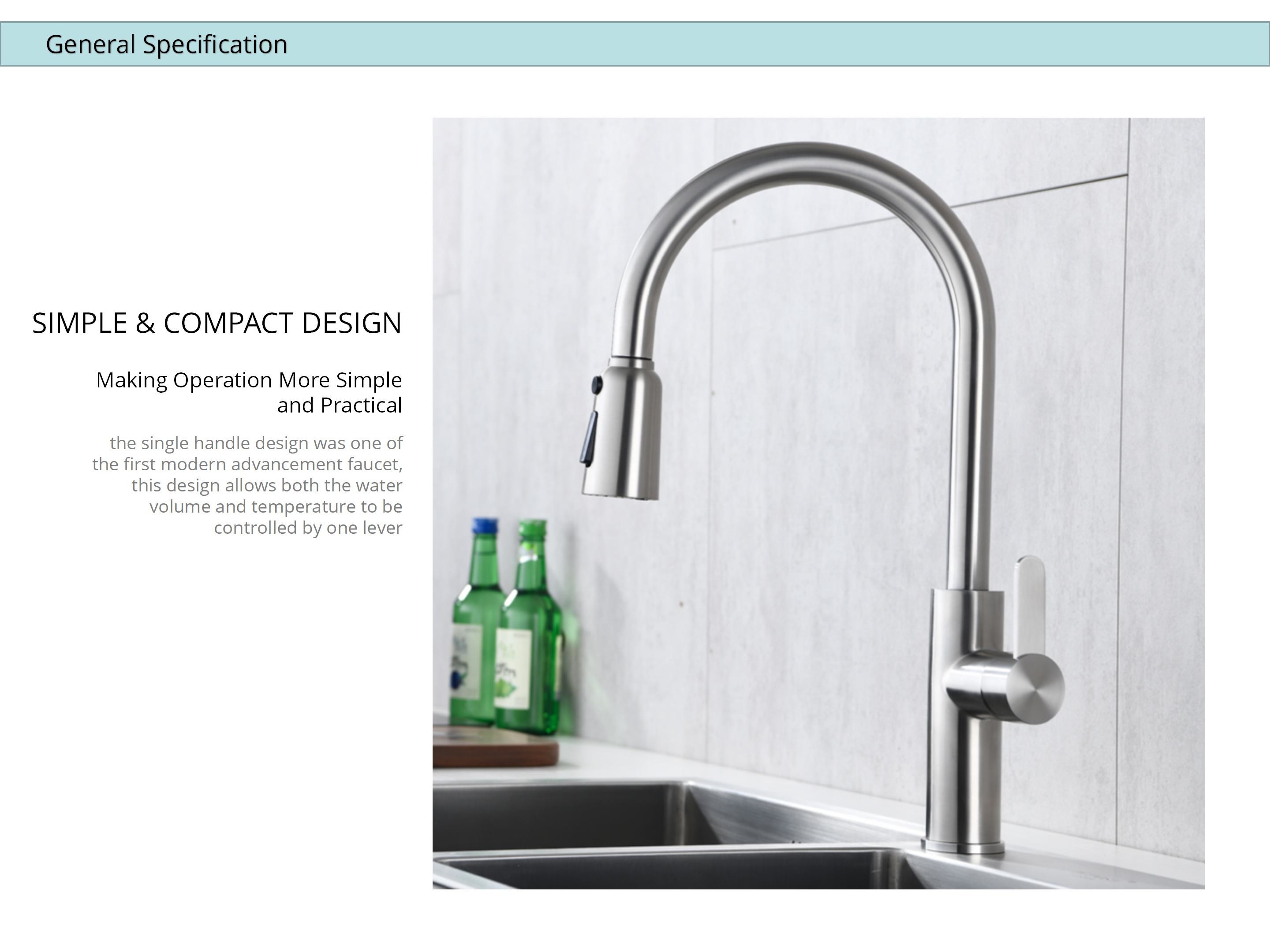 Water Saving Smart Kitchen Faucet 360 Degree Rotating Spout 0.05-0.75Mpa