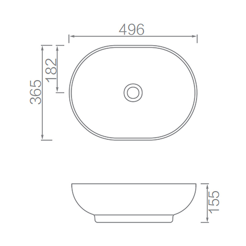 Modern Vanity Counter Top Basin 496x365x155mm Ceramic Glazed