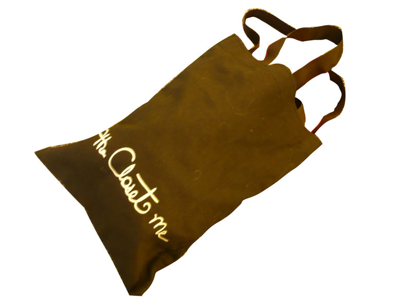 Closet Satin Bag, Fabric Carrier Bags Printed With Ribbon Handle 18 * 23 mm