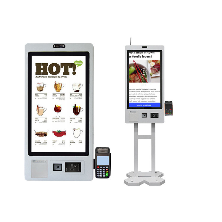 Floor Stand Self Ordering Kiosk With QR And RFID Reader For Secure Transactions