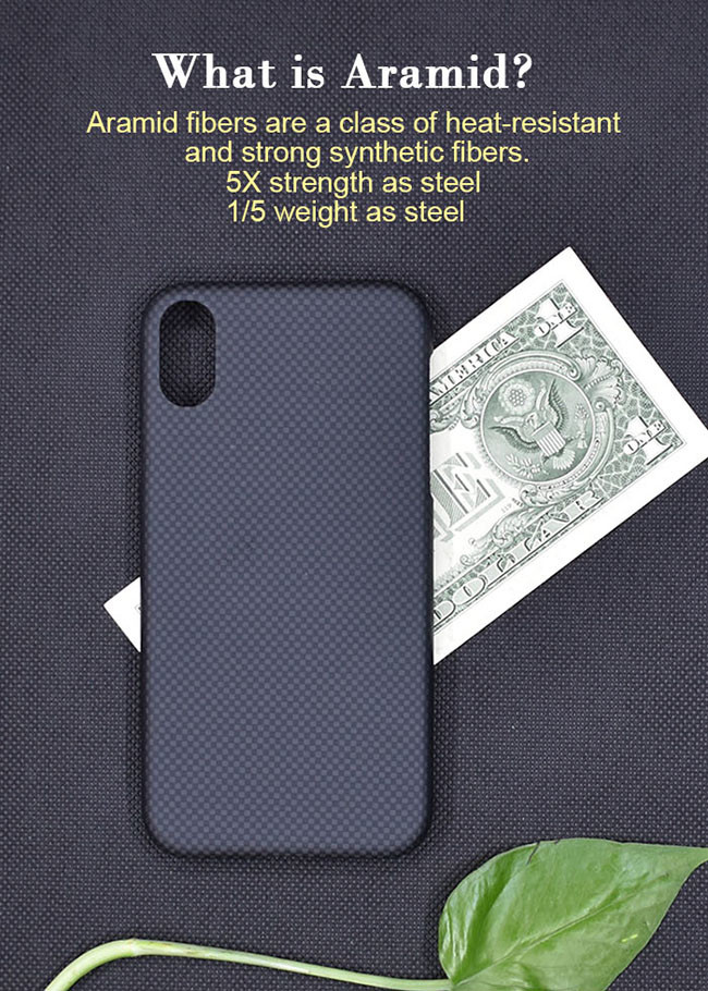 Scratch Resistant Plain Style Real Aramid Fiber Phone Case For iPhone X