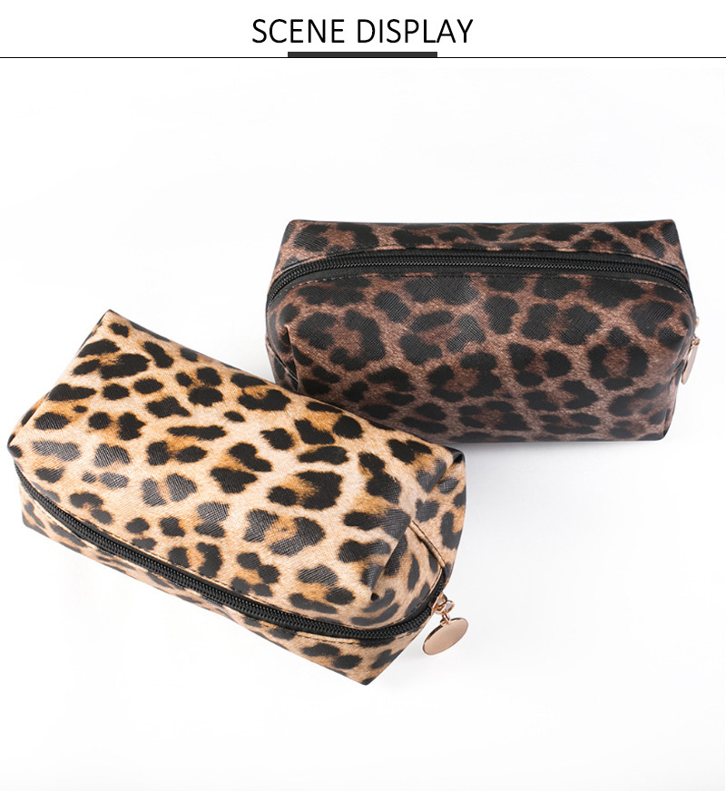 Professional Custom Women Leopard PU Leather Travel Makeup Bag
