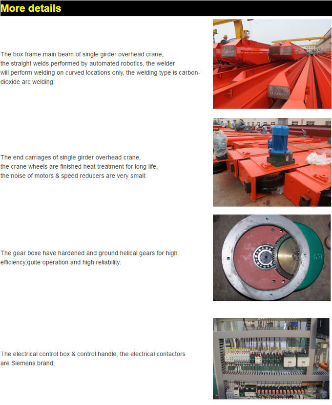 Wire Rope Single Girder Overhead Crane / Electric Overhead Travelling Crane