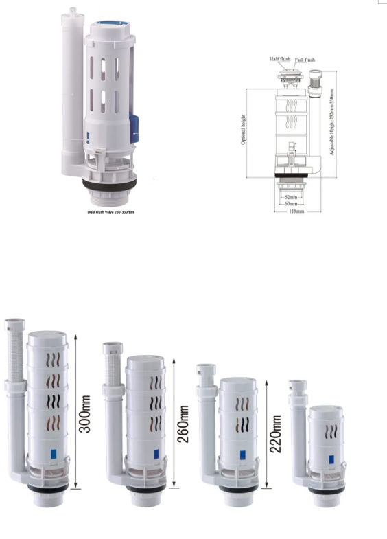 Watermark ABS Material Dual Control Toilet Flush Valve Embedded 1pc/ PP Bag Parcel