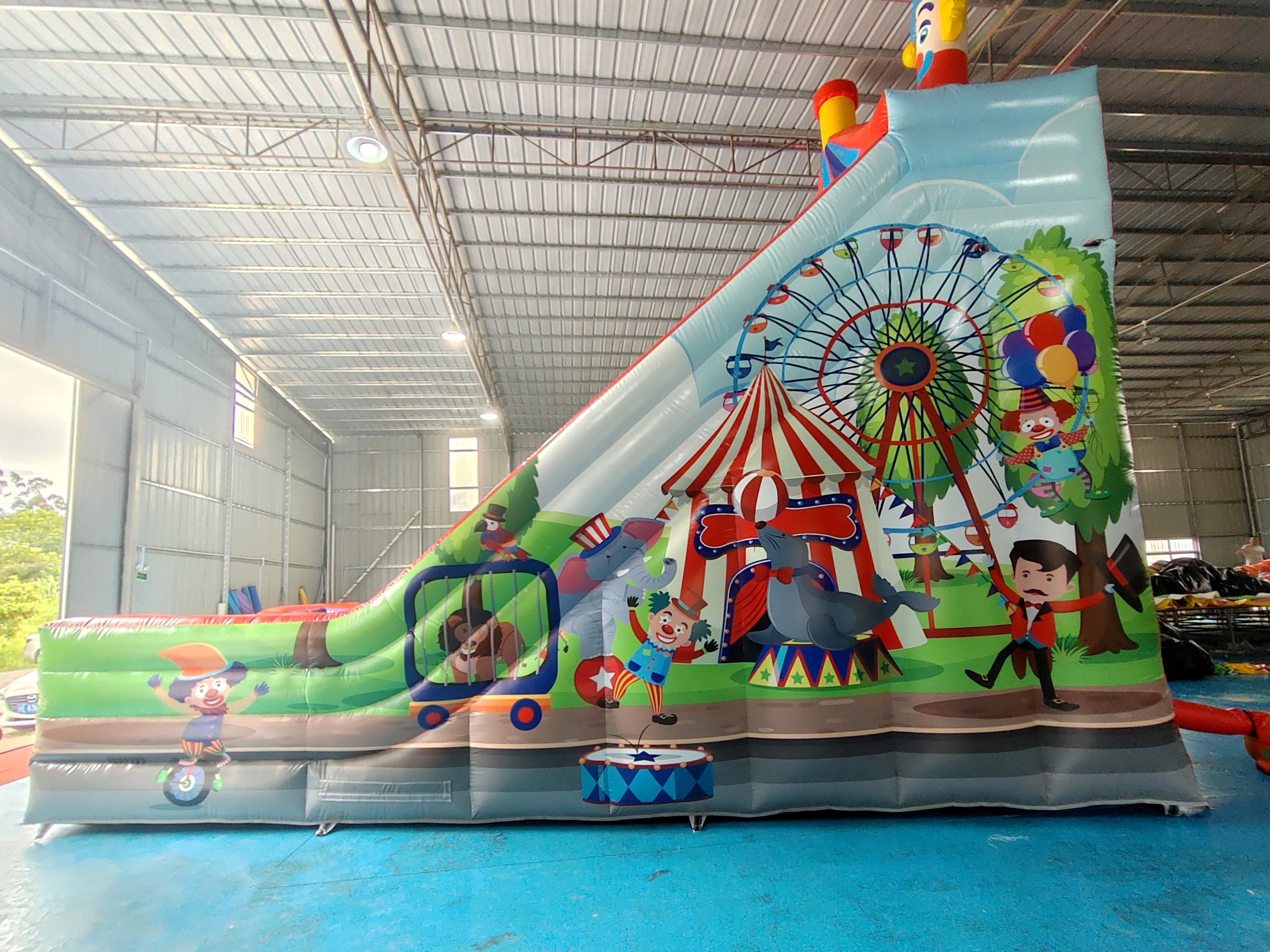 Commercial Digital Printing Inflatable Big Slides Clown Circus Printing Inflatable Slides Castle For Outdoor For Kids