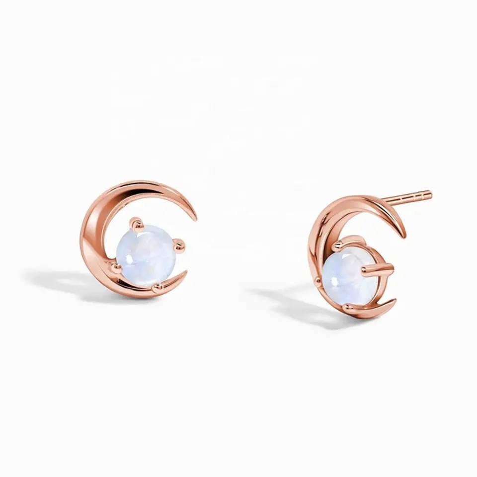 925 Sterling Silver Natural Moonstone Jewelry Faceted Blue Moonstone Double Halo Stud Earrings