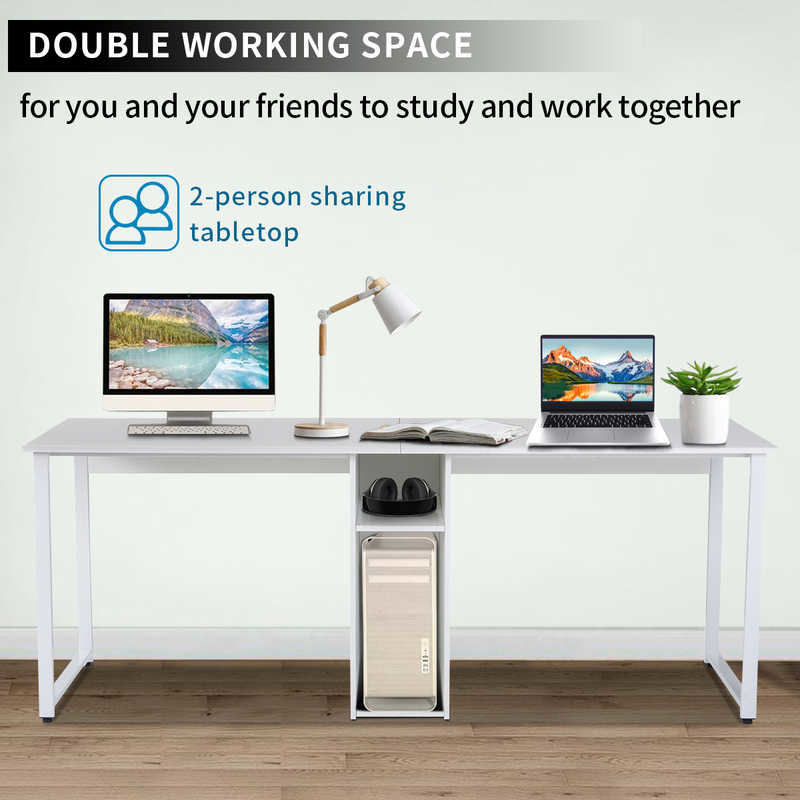 68.35lbs Weight Home Office Computer Table White Two Person Desk