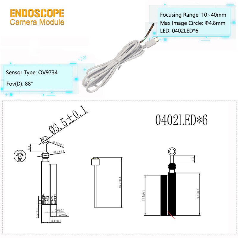 3.5mm OV9734 Sensor Borescope Inspection Camera Module For Sale