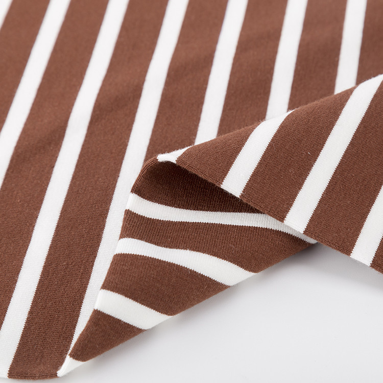 190gsm Striped Knit Fabric Yarn Dyed Pure Cotton Breathable T Shirt Cloth