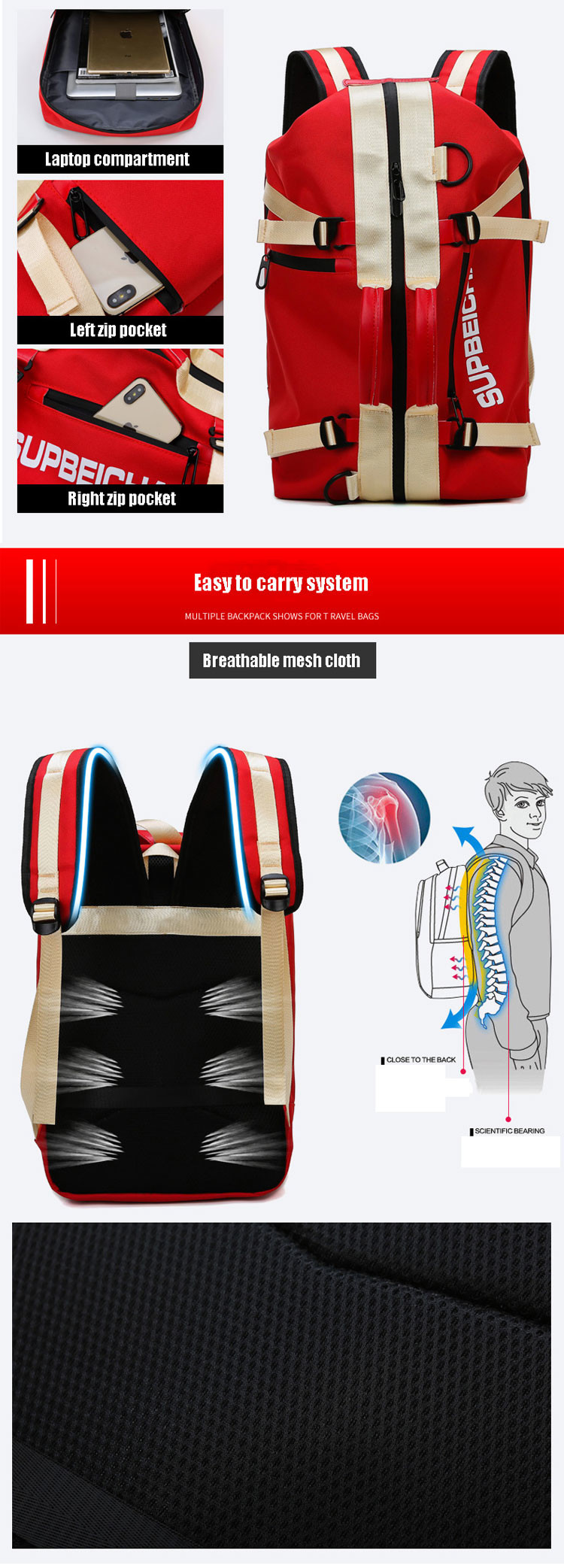 Multi Function Laptop Backpack Travel Women Gym Bag Fashion College