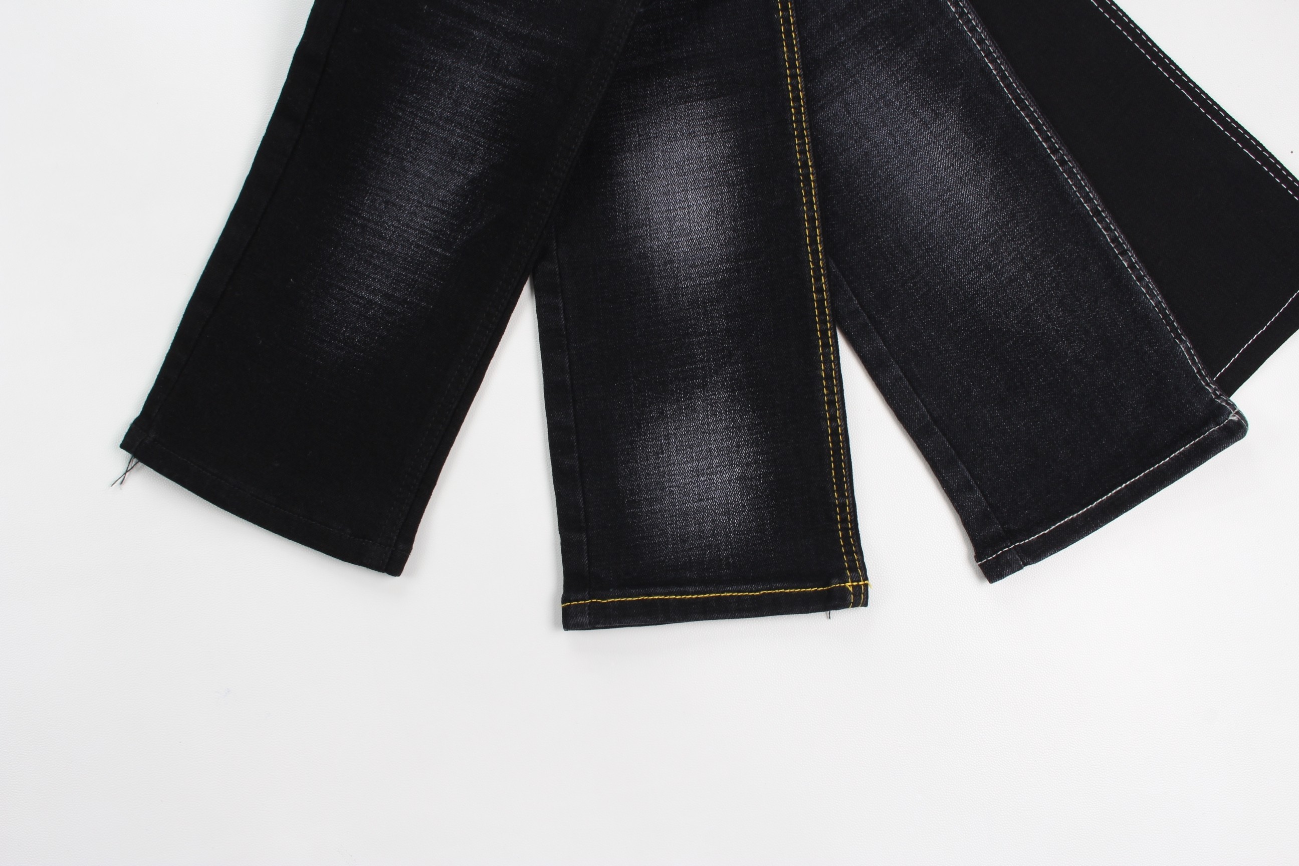 12 Oz Black And Black Backside Crosshatch Slub Denim Jeans Fabric