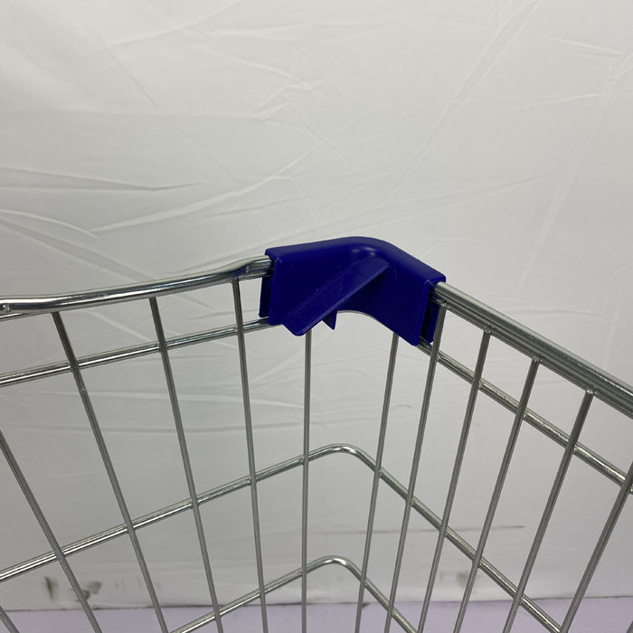 Blue Plastic Parts Supermarket Shopping Trolley Custom European Style With 4 PU Wheels And Lock