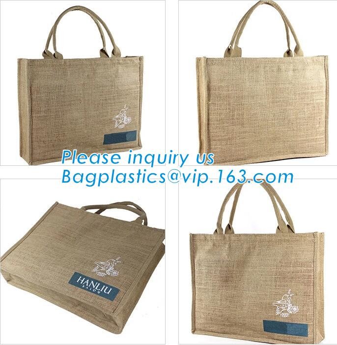 Multifunctional jute bag with low price,Natural Burlap Tote Bags Reusable Jute Bags with Full Gusset,shoulder strap plai
