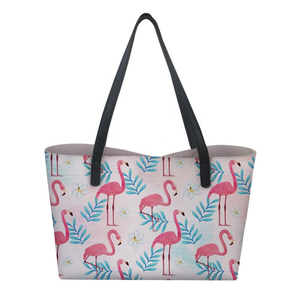 Flamingo Canvas Tote Bags , Twill Canvas Gift Bags Multifunctional Standard Size