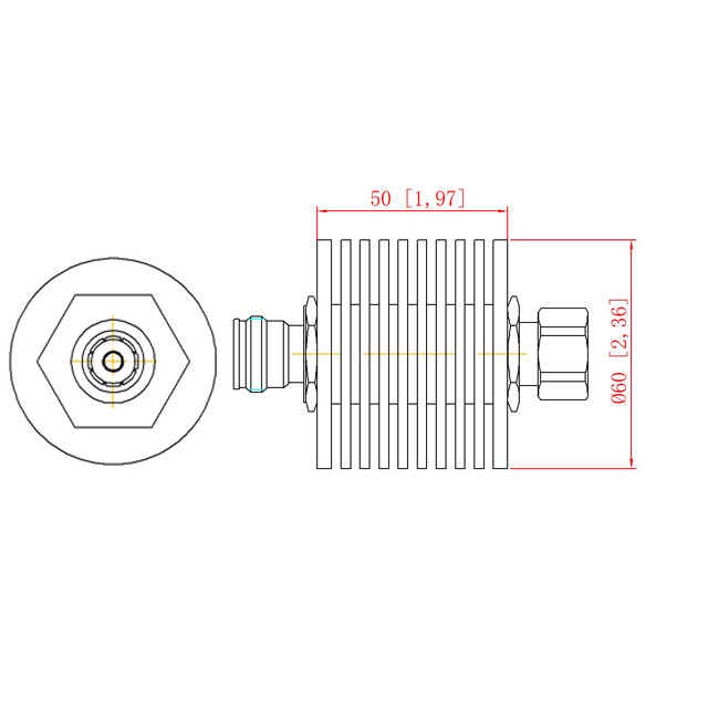 DC-4000MHz 30W Attenuator 4.3-10 Male To 4.3-10 Female