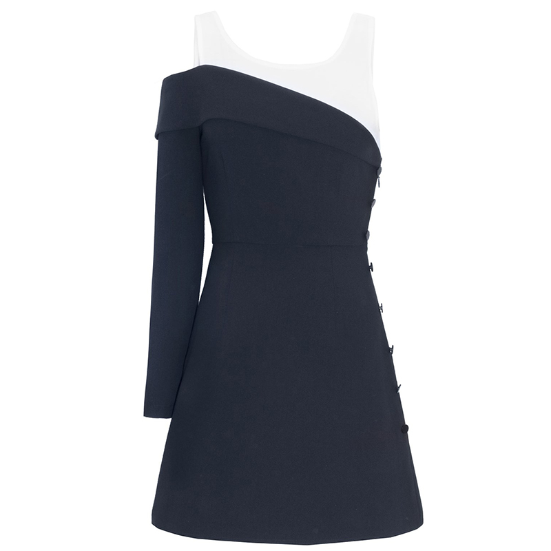 New Design High Quality Mercer Tank Navy One Shoulder Blazer Classic Style Dress for Women