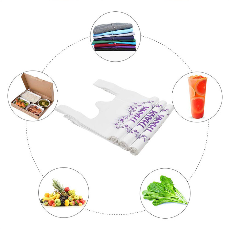 1.2mils Thank You T Shirt Carry Out Bags , 100% Biodegradable Plastic Grocery Bags