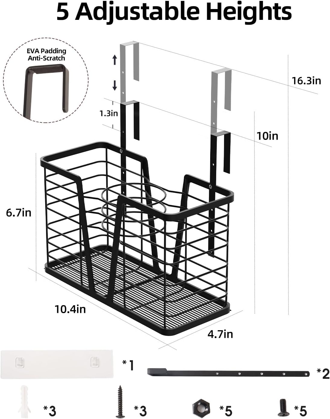 Modern Style Hair Tool Organizer for Wall Mounted Hair Dryer Bathroom Cabinet Holder