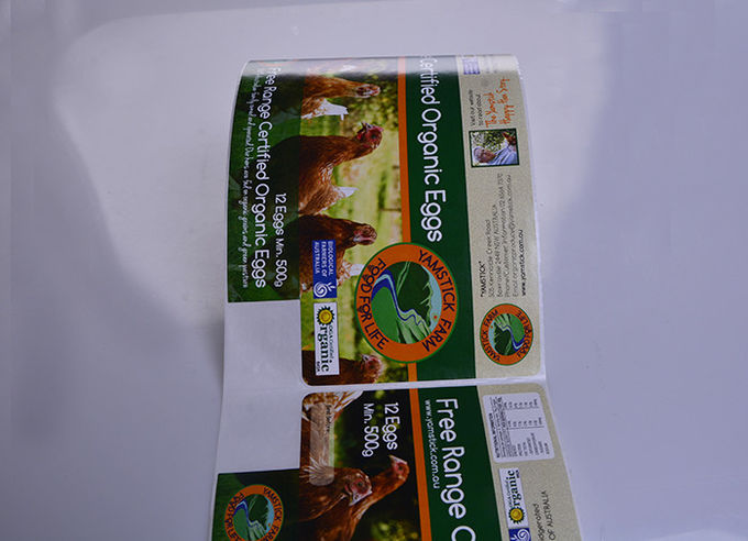 Custom CMYK printed self adhesive paper food product label for eggs packaging