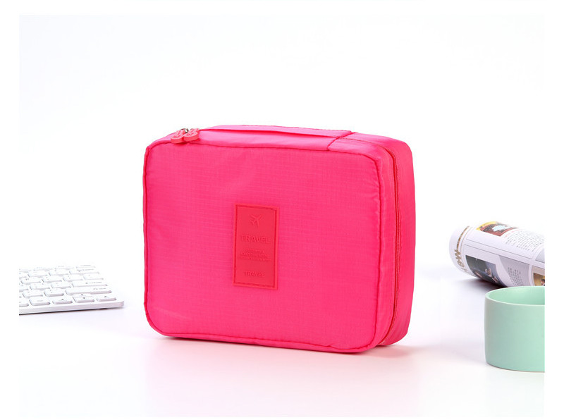 Zipper Closure 21*8*16cm Solid Color Cosmetic Storage Bag